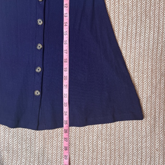 Topshop Navy Blue Button Front Tie Straps Mini Dress Size 4 - Picture 11 of 11